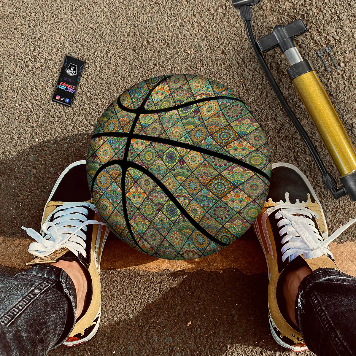 Mandala Patchwork Oval Bohemian Print Pattern Basketball - Image 2