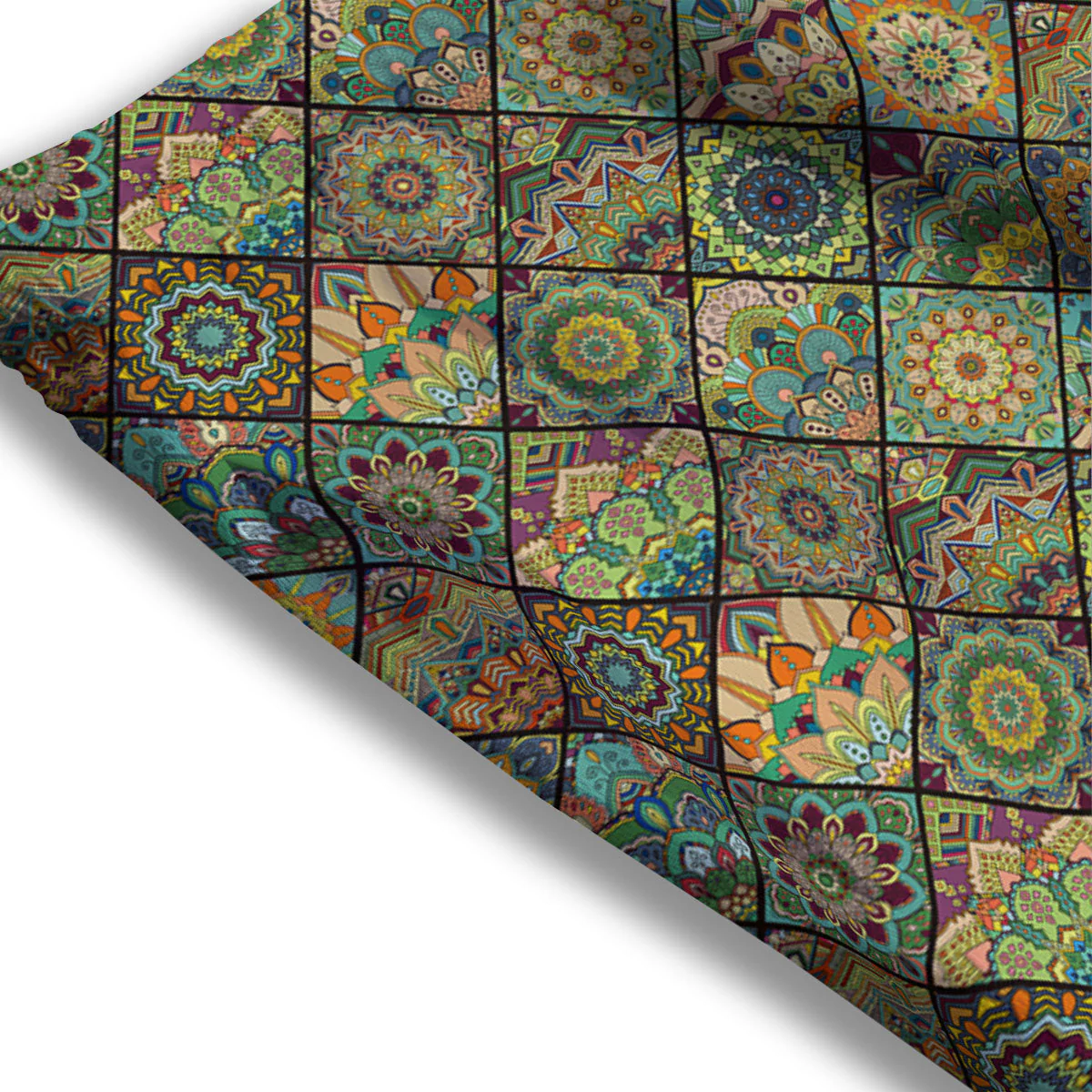 Mandala Patchwork Oval Bohemian Print Pattern Mesh Shorts - Image 3
