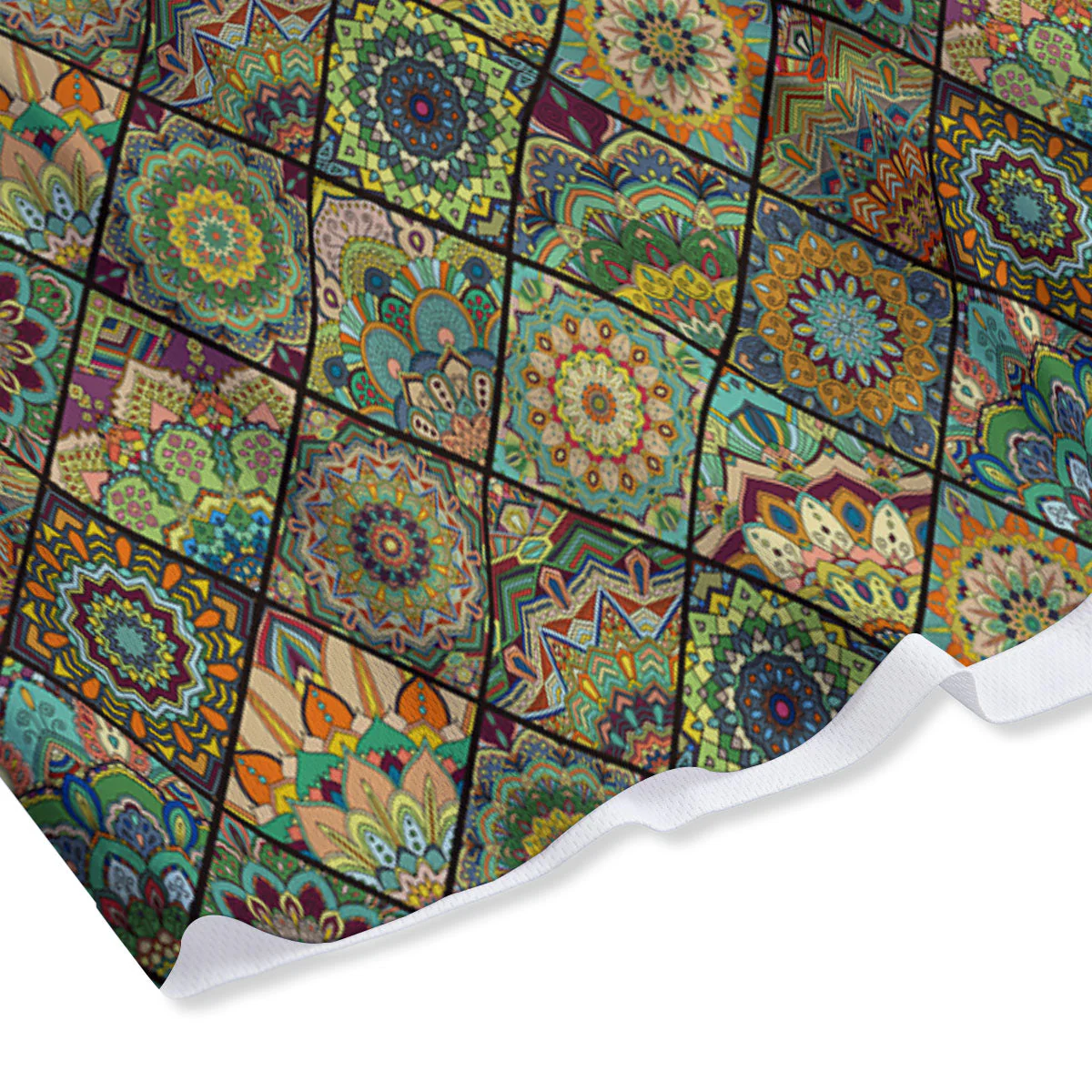 Mandala Patchwork Oval Bohemian Print Pattern Mesh Shorts - Image 4