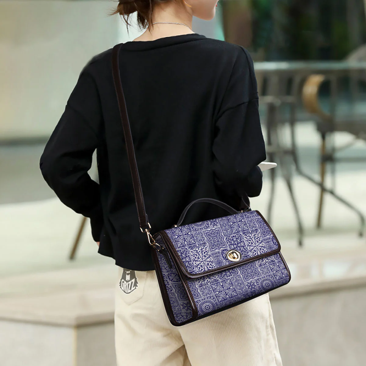 Mandala Patchwork Square Bohemian Print Pattern Women's Satchel Bag - Image 3