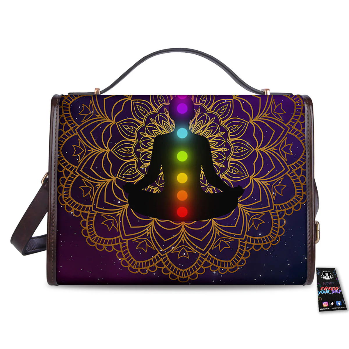 Mandala Seven Chakras Print Women's Satchel Bag - Image 2