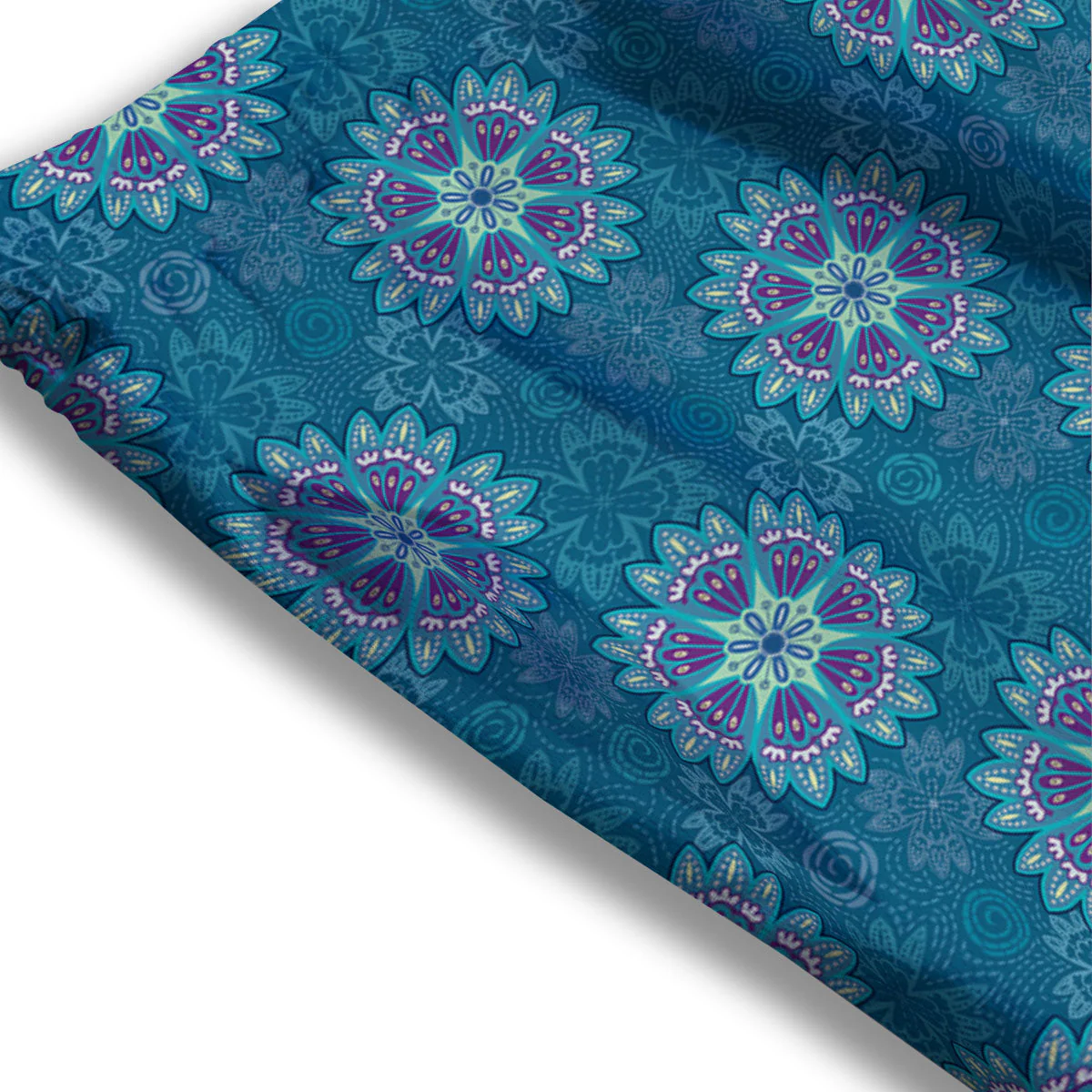 Mandala Teal And Purple Print Pattern Mesh Shorts - Image 3