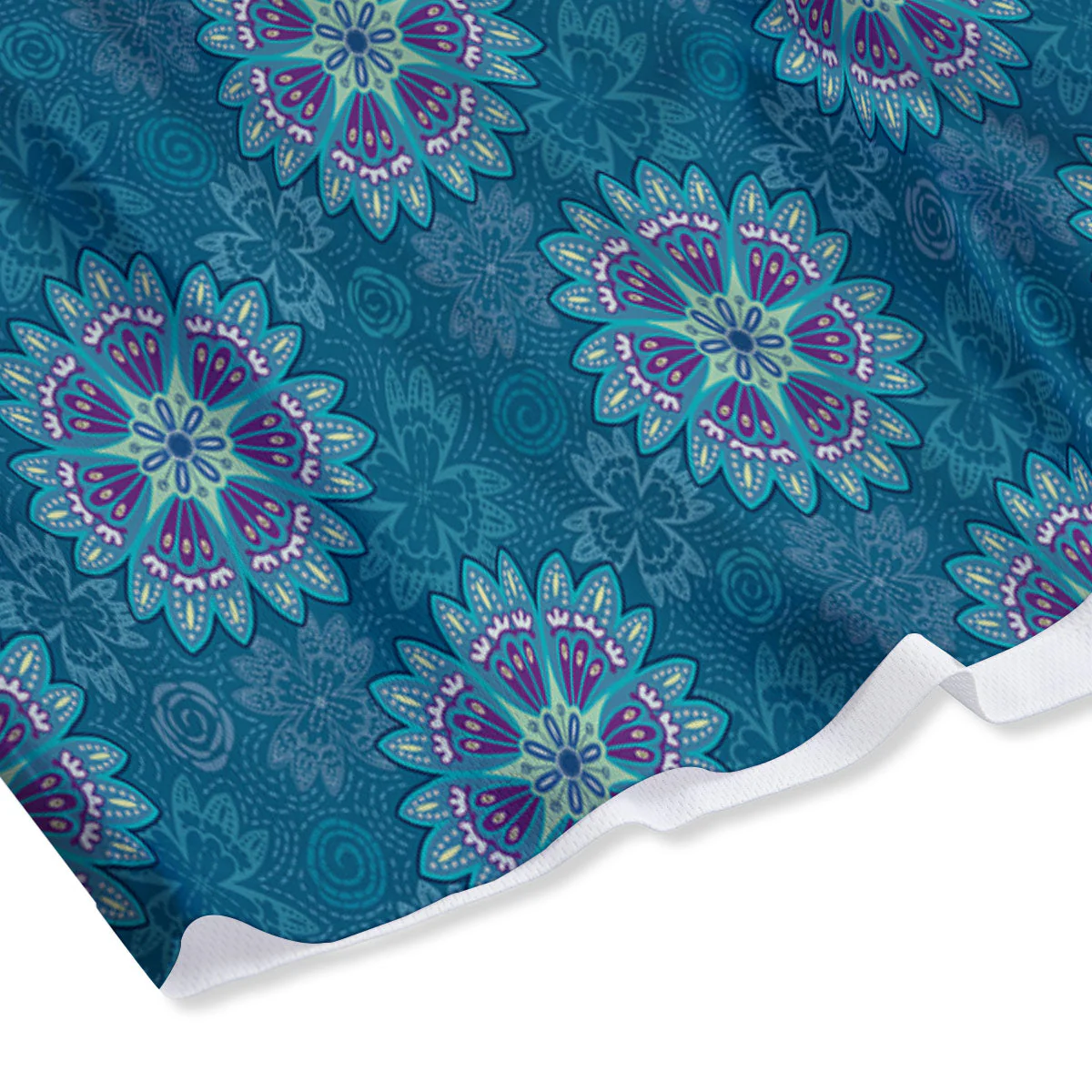 Mandala Teal And Purple Print Pattern Mesh Shorts - Image 4