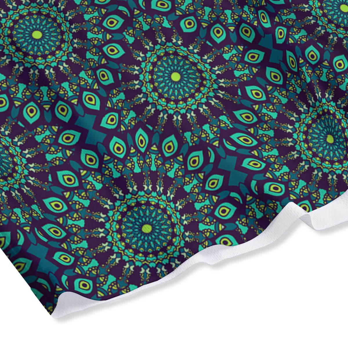 Mandala Teal Bohemian Print Pattern Mesh Shorts - Image 4