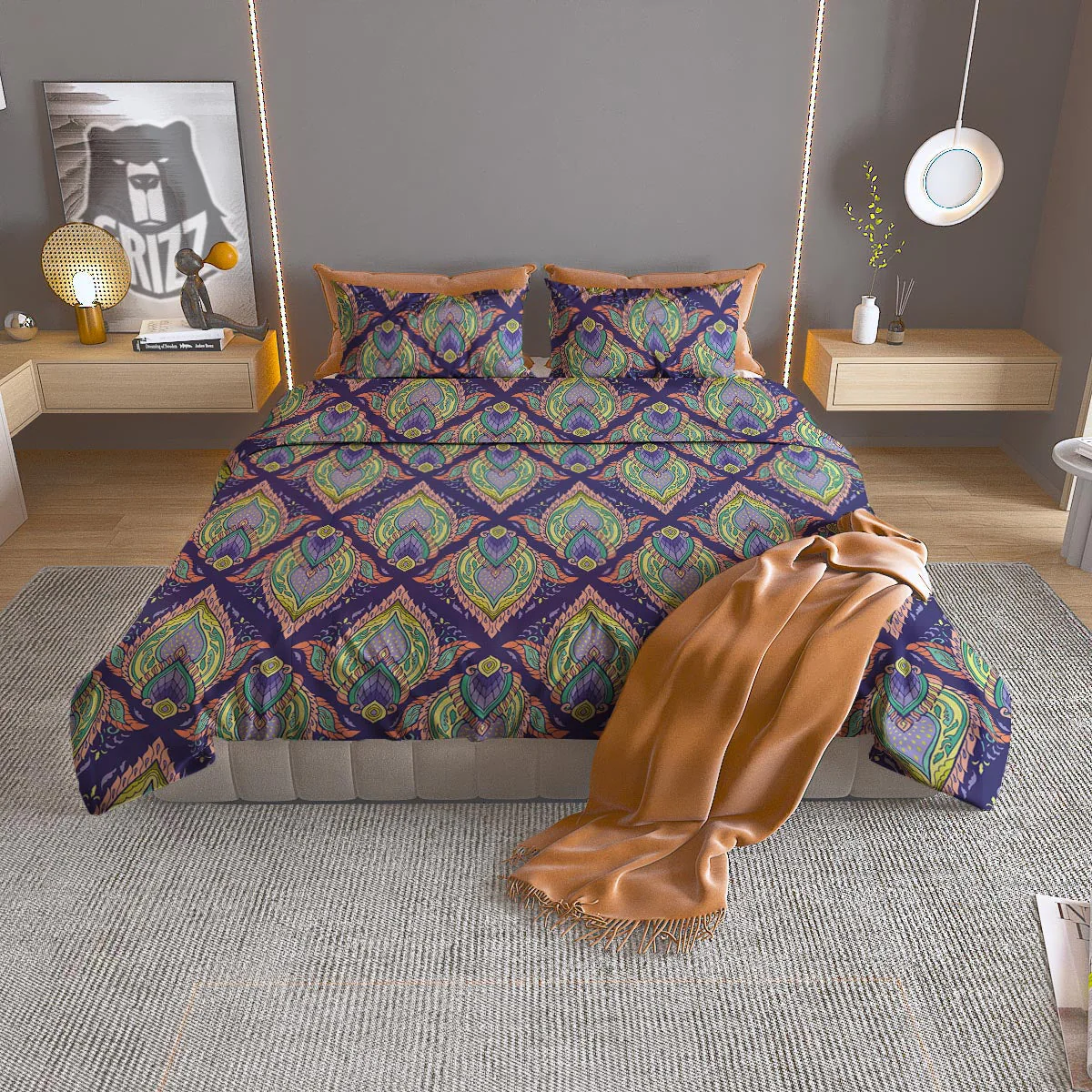 Mandala Thai Print Pattern Duvet Cover Bedding Set