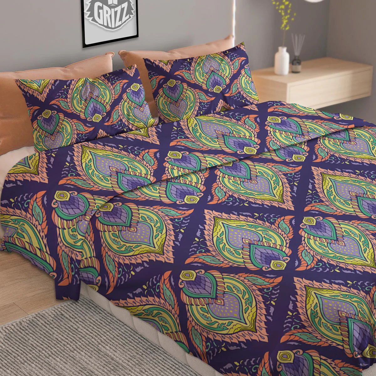 Mandala Thai Print Pattern Duvet Cover Bedding Set - Image 2