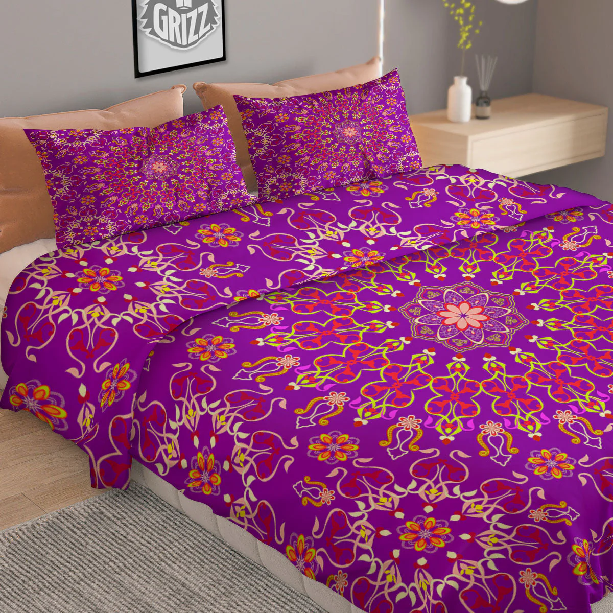 Mandala Trippy Purple Print Duvet Cover Bedding Set - Image 2