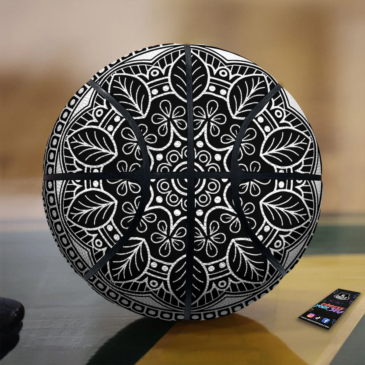 Mandala White And Black Print Basketball