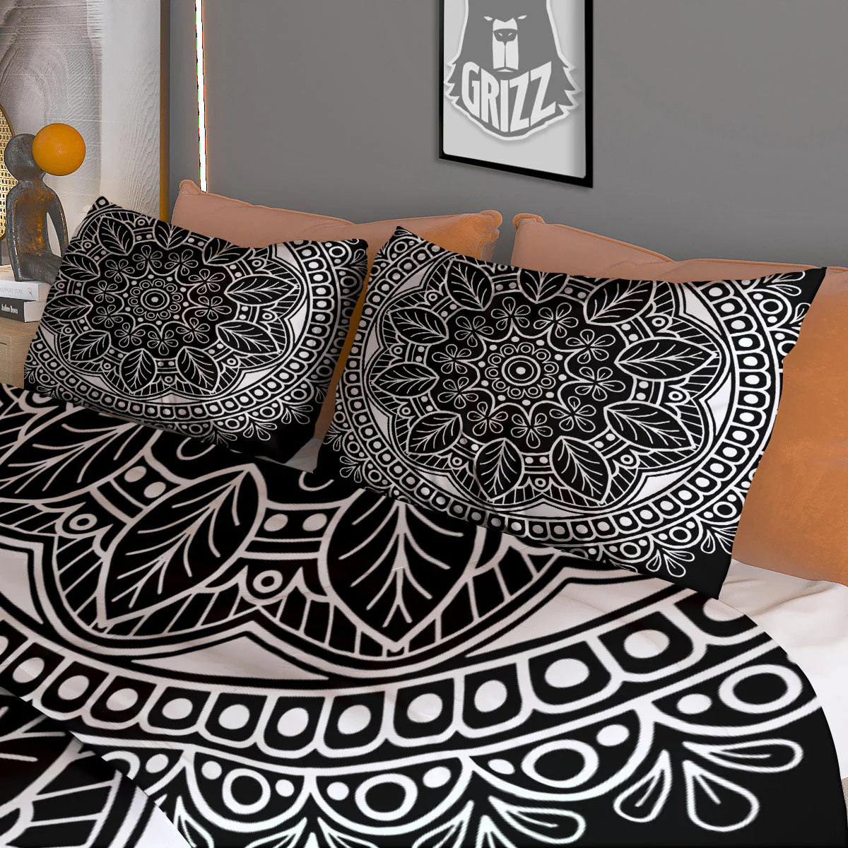 Mandala White And Black Print Duvet Cover Bedding Set - Image 3