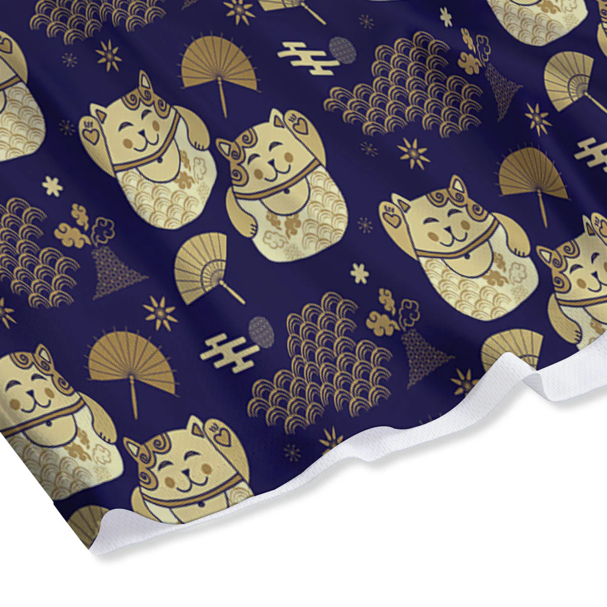 Maneki Neko Cat Japanese Print Pattern Mesh Shorts - Image 4