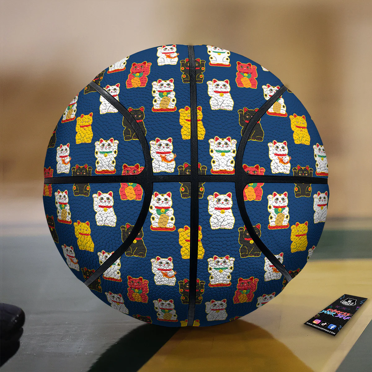 Maneki Neko Colorful Print Pattern Basketball
