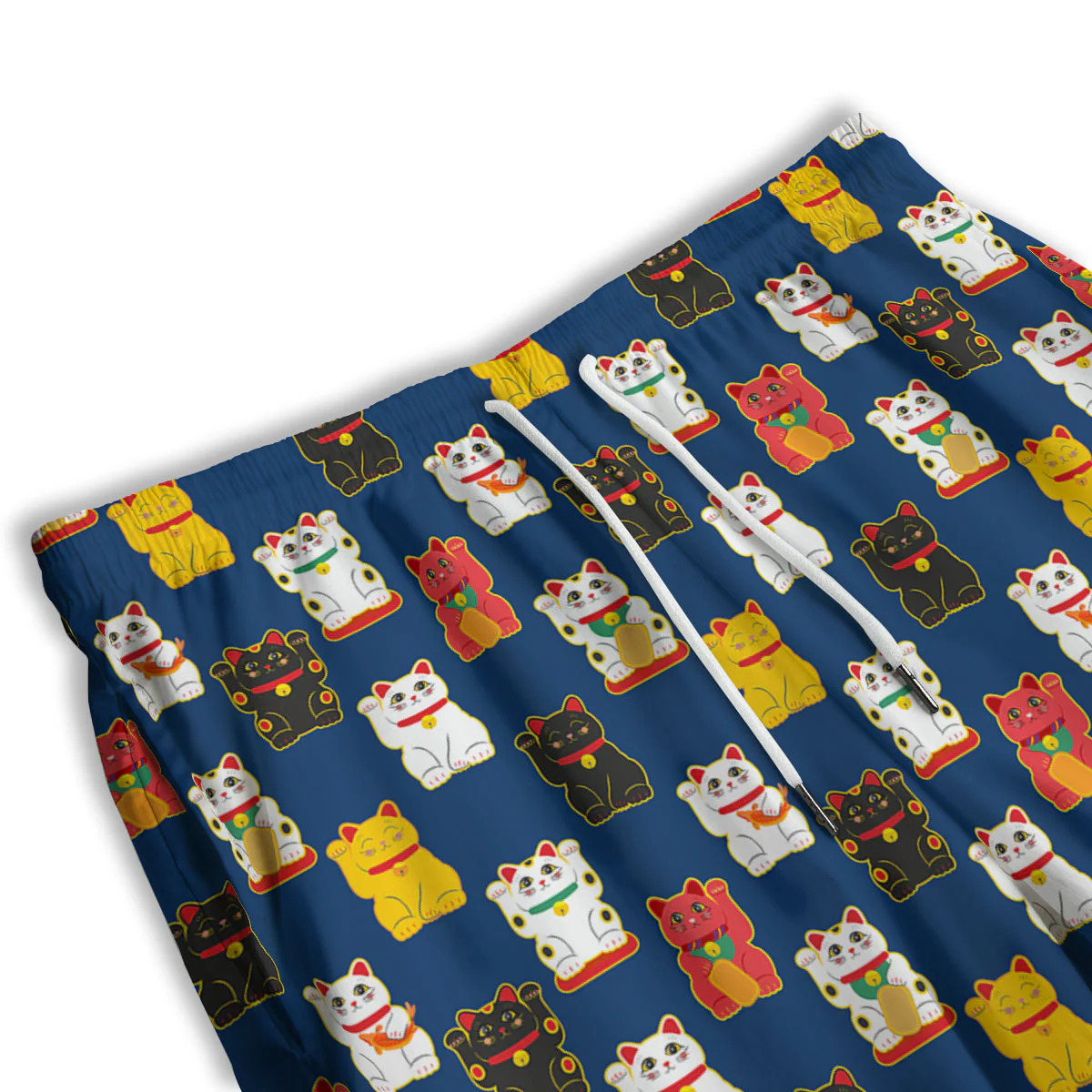 Maneki Neko Colorful Print Pattern Men's Athletic Shorts - Image 3
