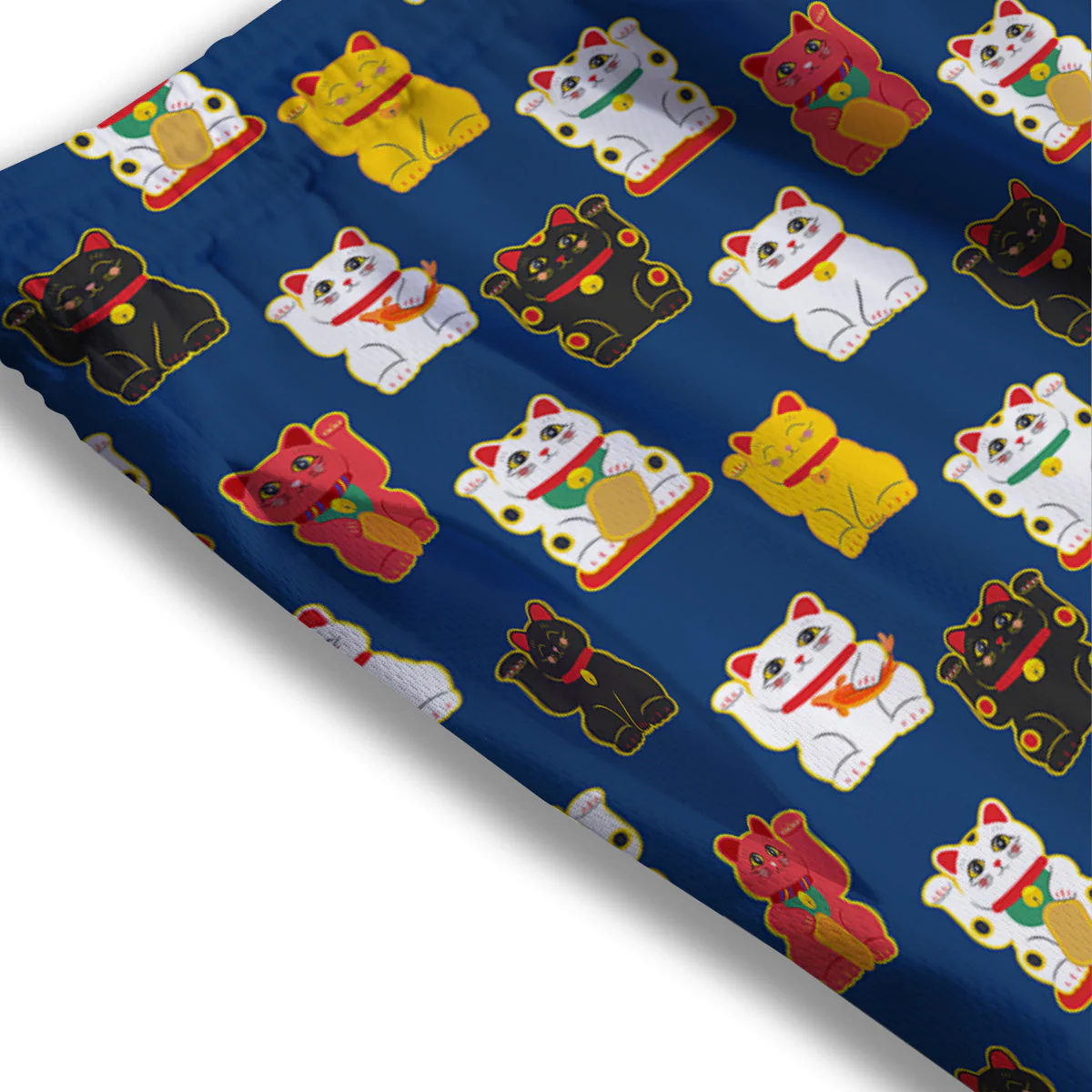Maneki Neko Colorful Print Pattern Mesh Shorts - Image 3