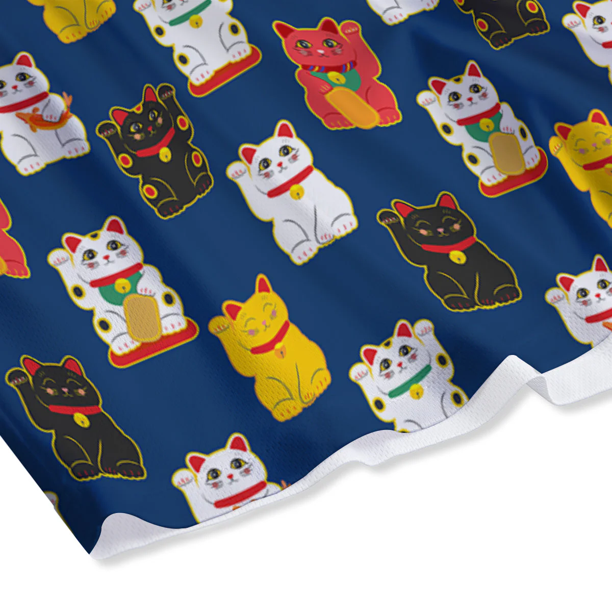 Maneki Neko Colorful Print Pattern Mesh Shorts - Image 4