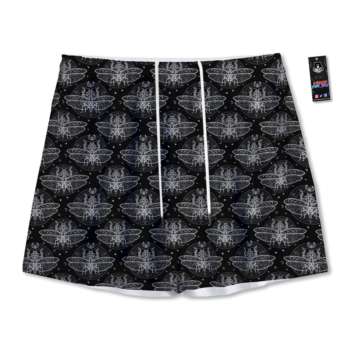 Mantis Animal Print Pattern Mesh Shorts