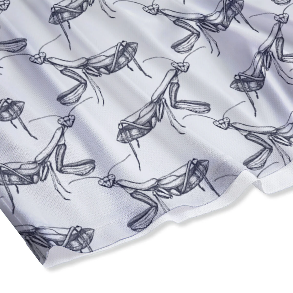 Mantis Hand Drawn Print Pattern Mesh Shorts - Image 4