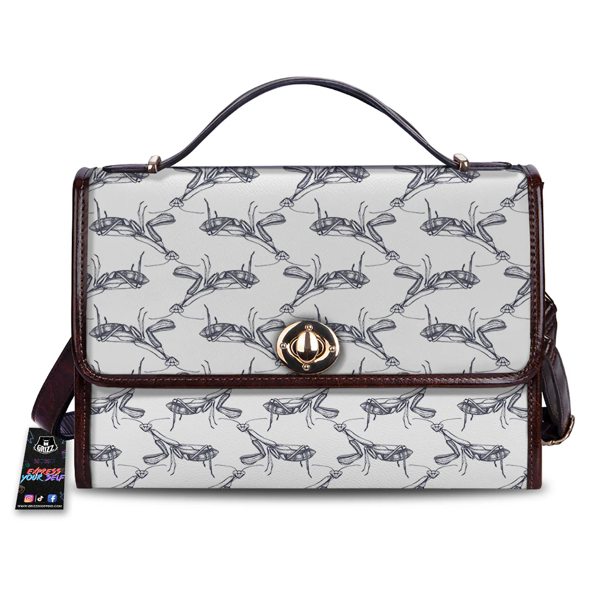 Mantis Hand Drawn Print Pattern Women's Satchel Bag