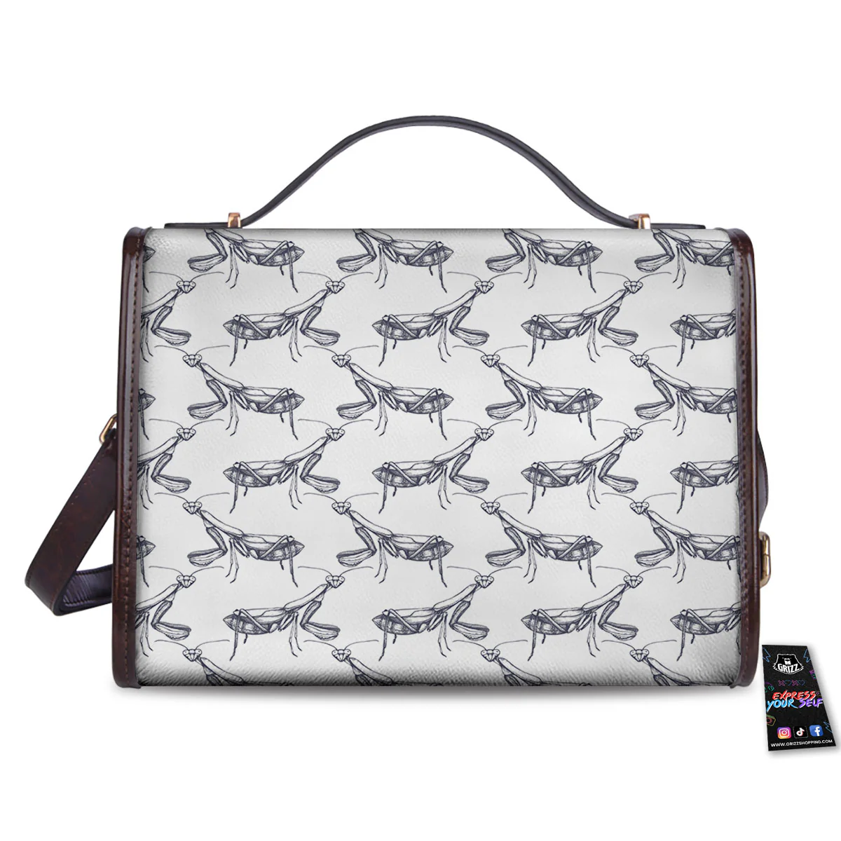 Mantis Hand Drawn Print Pattern Women's Satchel Bag - Image 2