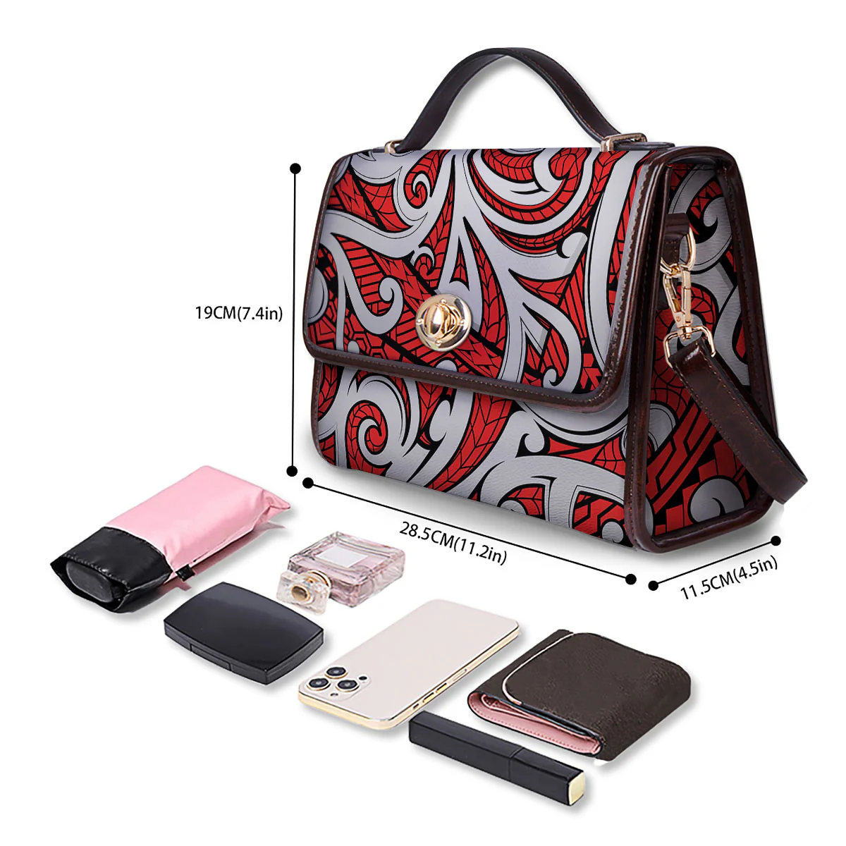 Maori Tribal Polynesian Kowhaiwhai Print Women's Satchel Bag - Image 4