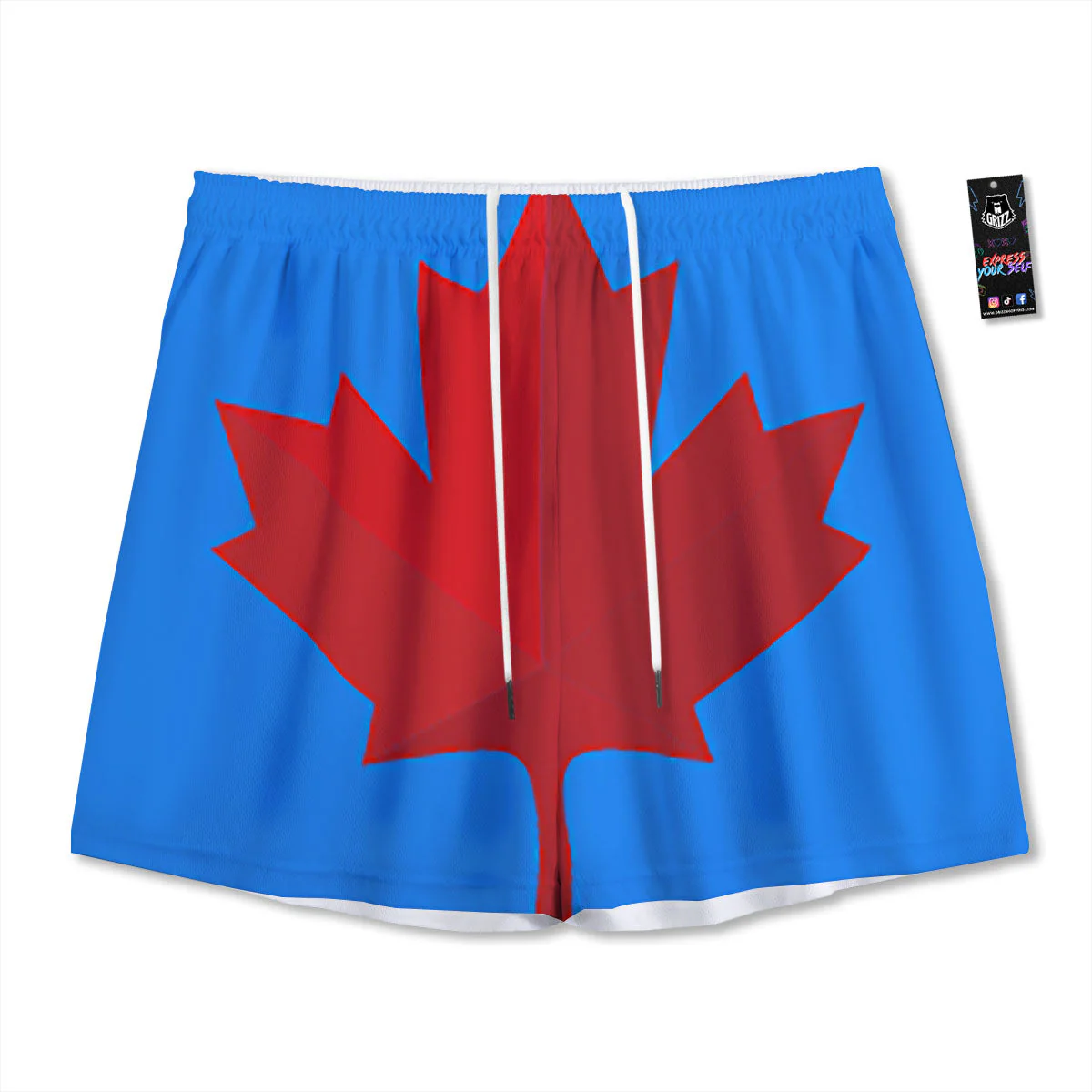 Maple Leaf Autumn Print Mesh Shorts
