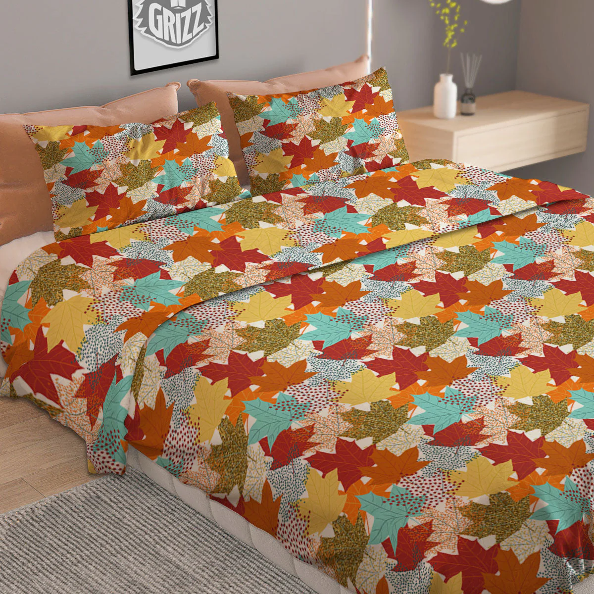 Maple Leaf Canadian Print Pattern Duvet Cover Bedding Set - Image 2