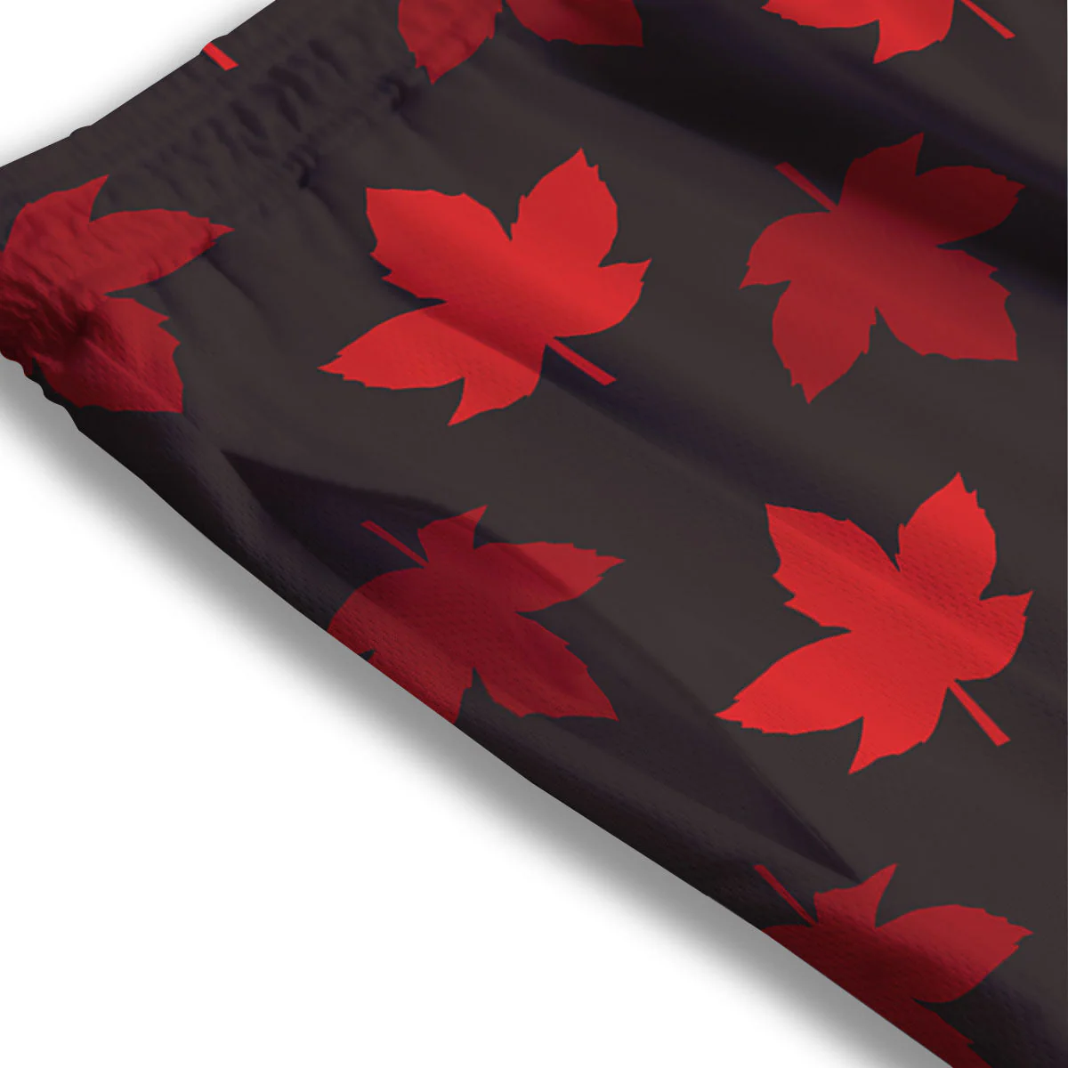 Maple Leaf Red Canadian Print Pattern Mesh Shorts - Image 3