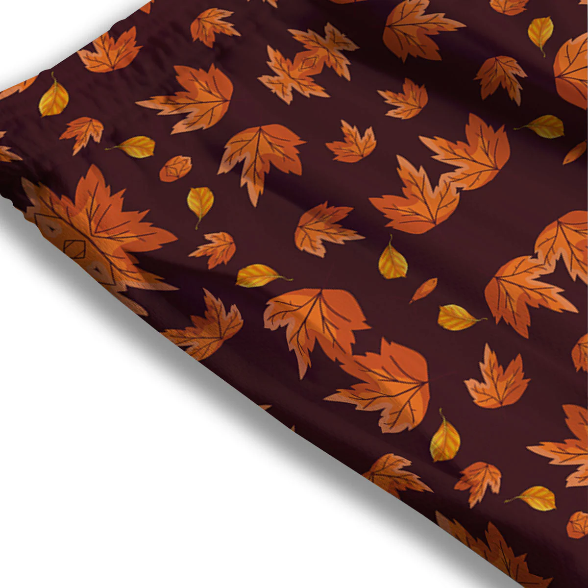 Maple Leaves Orange Print Pattern Mesh Shorts - Image 3