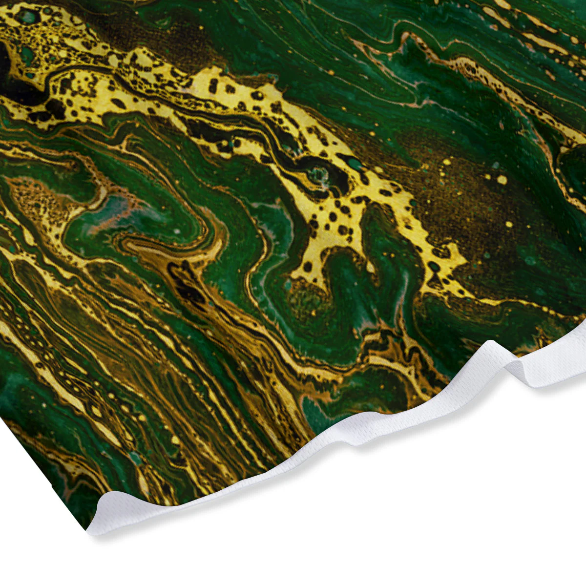 Marble Abstract texture Gold And Dark Green Print Mesh Shorts - Image 4