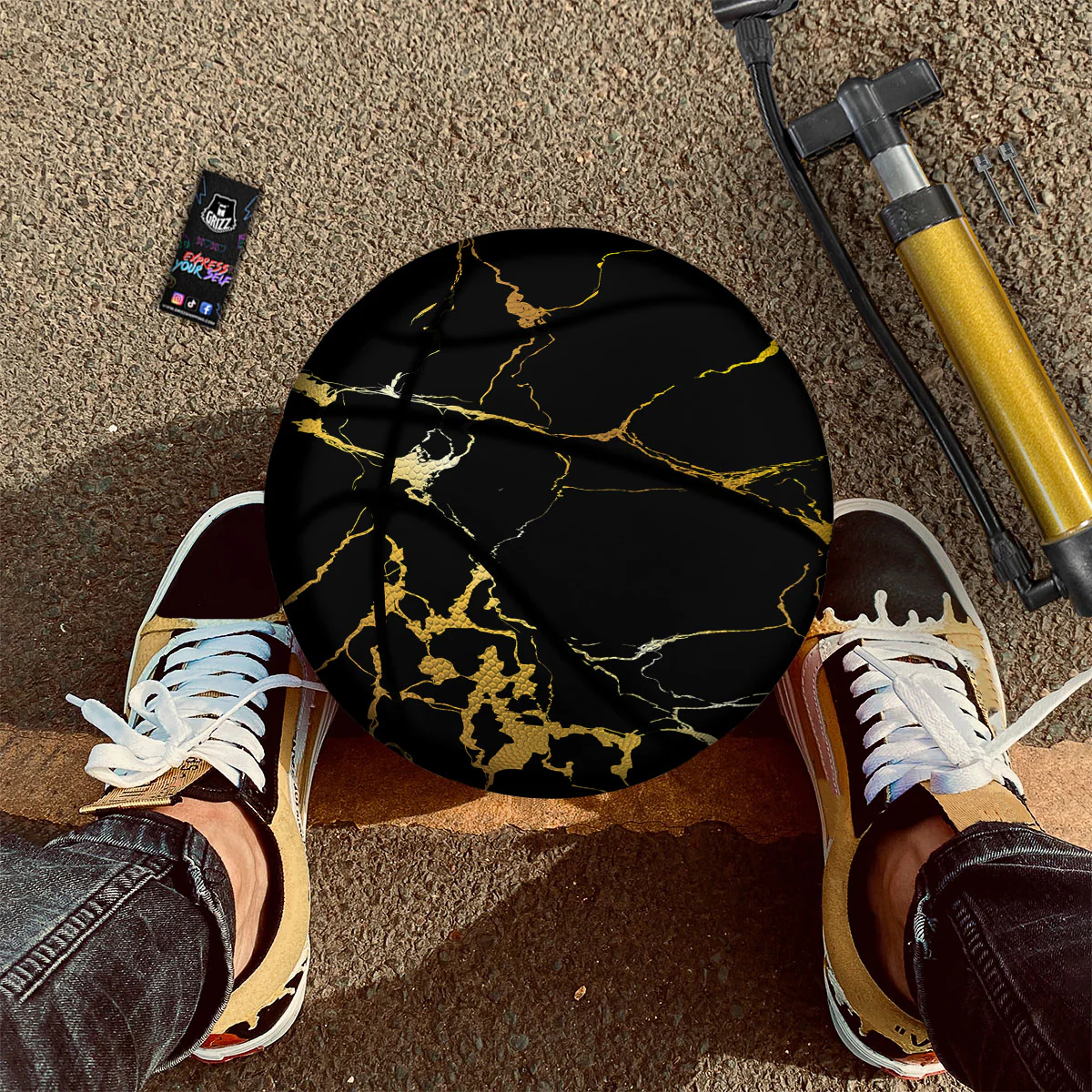 Marble Black Gold Print Basketball - Image 2