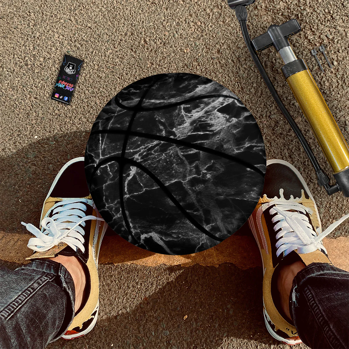 Marble Black Grey Print Basketball - Image 2