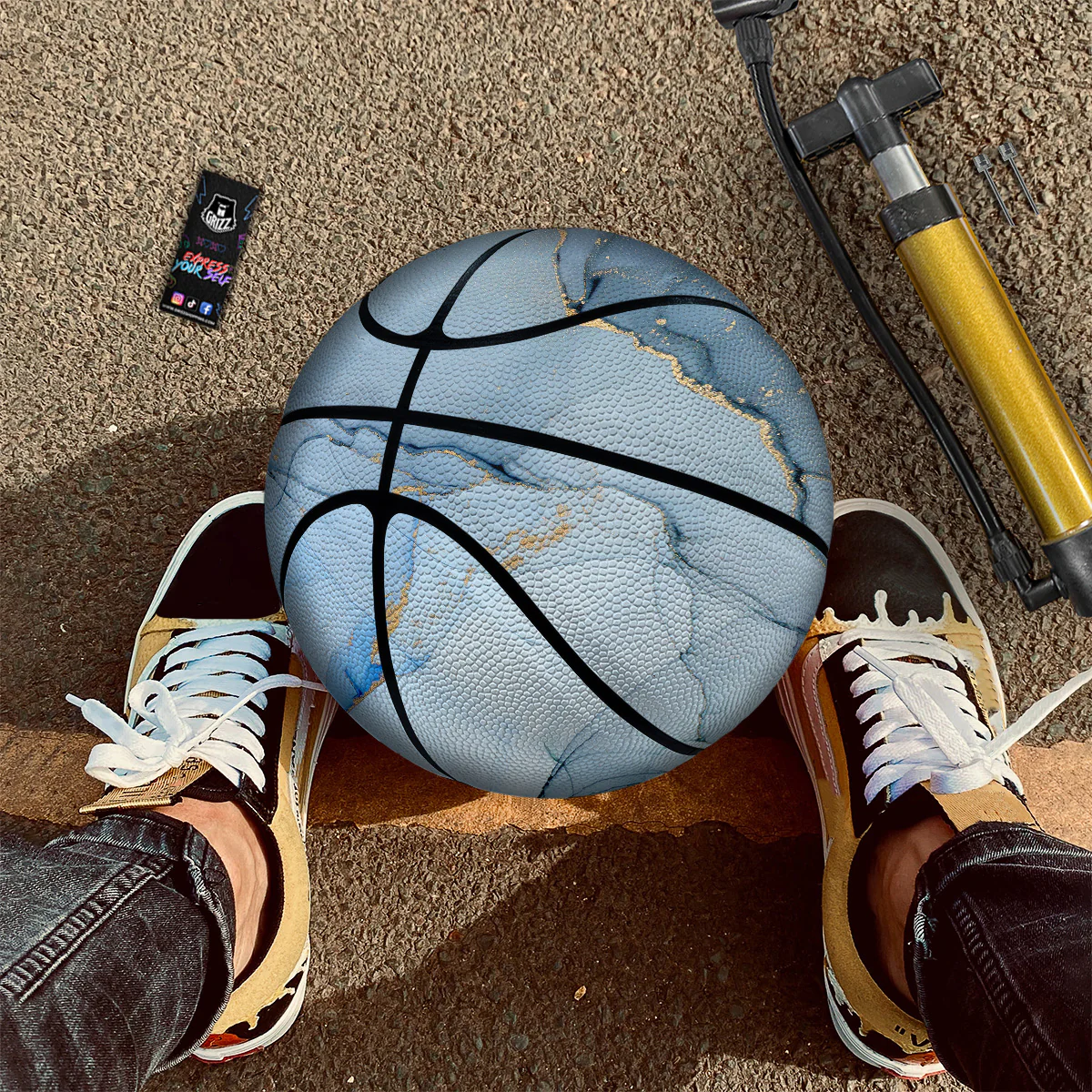 Marble Blue Print Basketball - Image 2