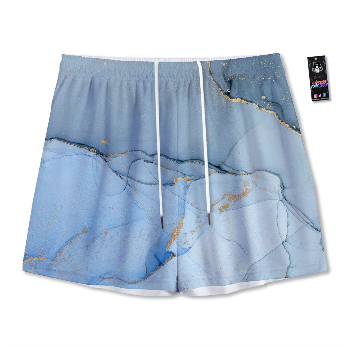 Marble Blue Print Mesh Shorts