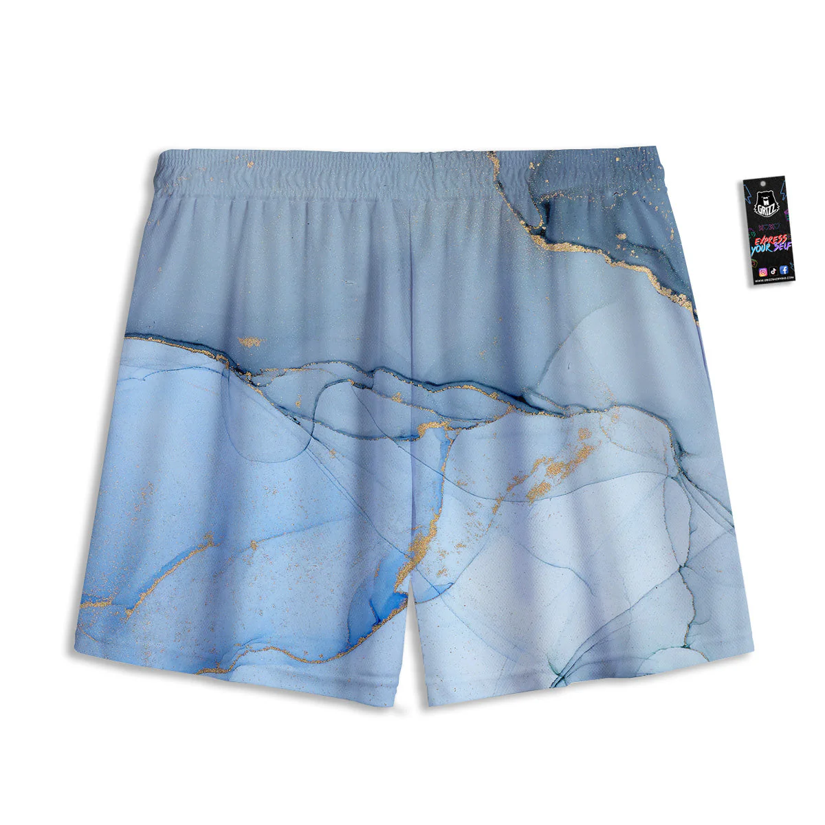 Marble Blue Print Mesh Shorts - Image 2