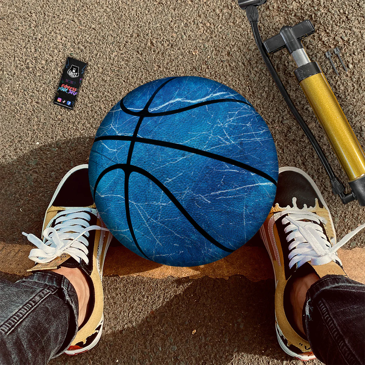Marble Blue Sapphire Print Basketball - Image 3