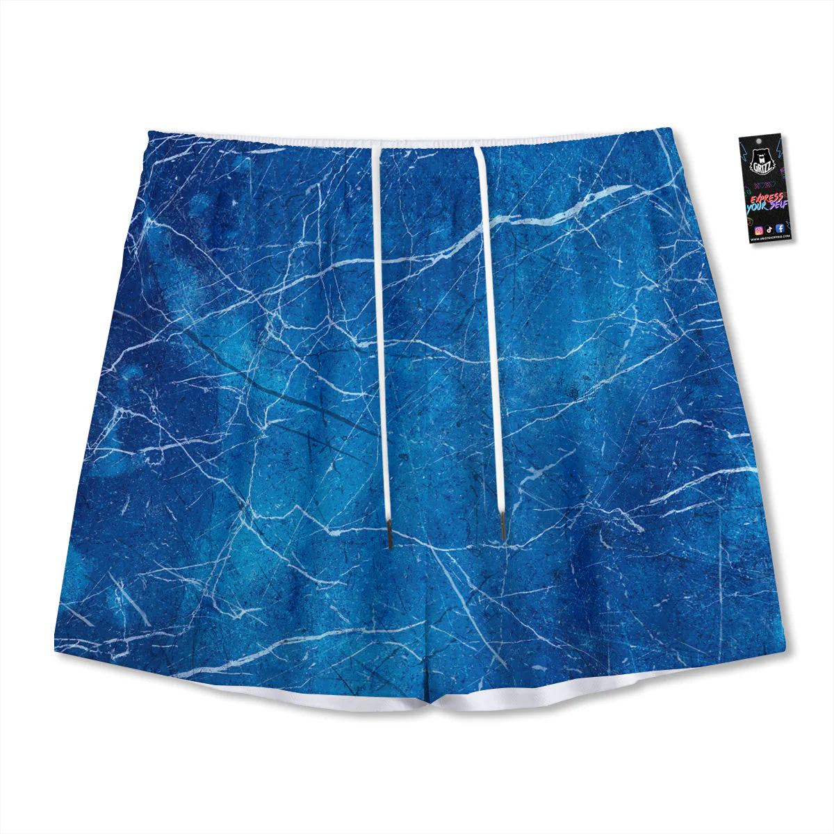 Marble Blue Sapphire Print Mesh Shorts