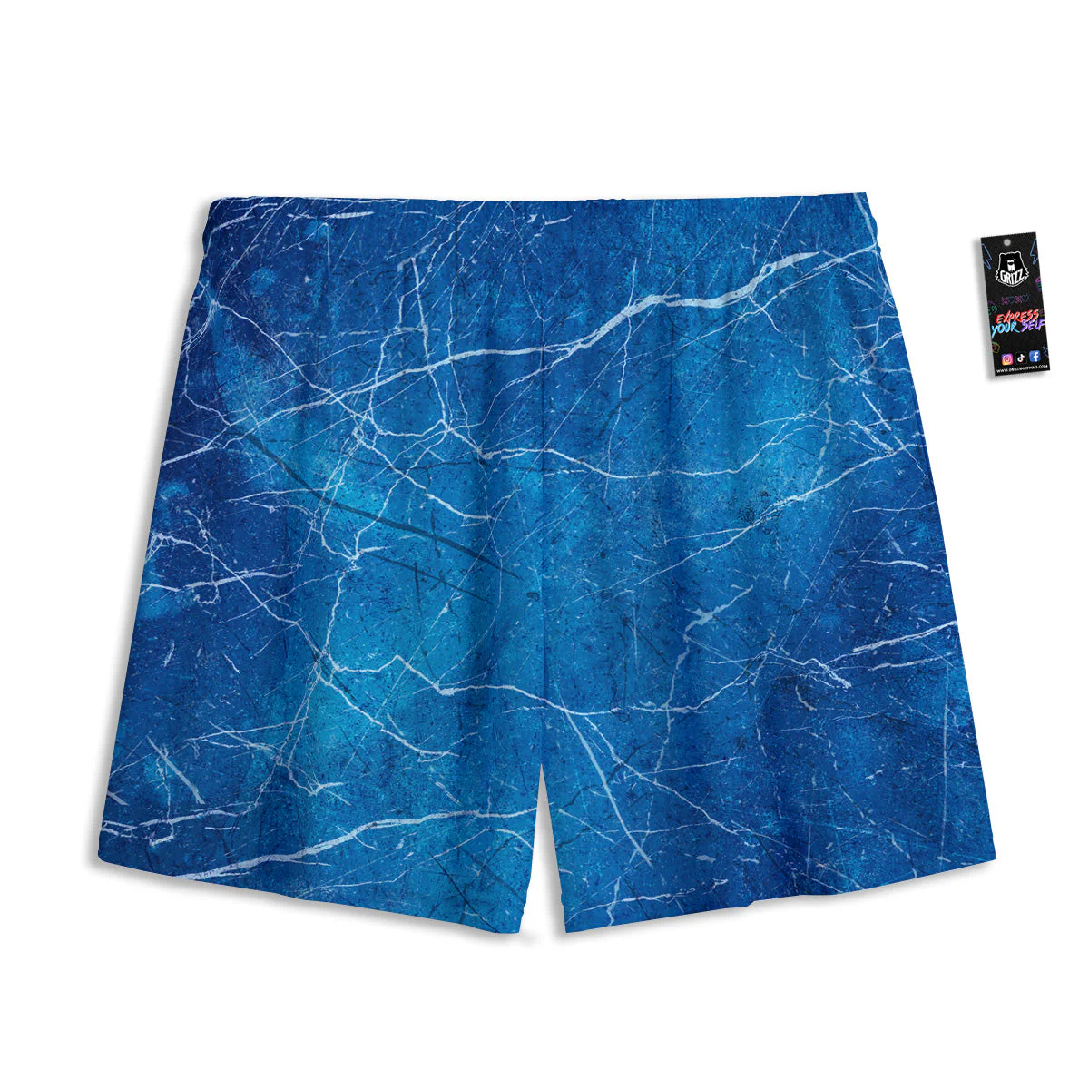 Marble Blue Sapphire Print Mesh Shorts - Image 2