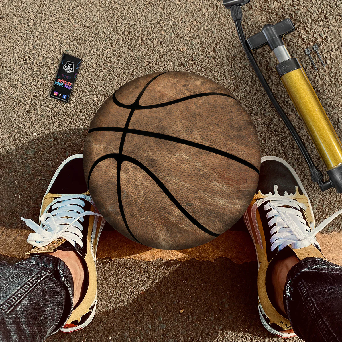 Marble Brown Beige Print Basketball - Image 2