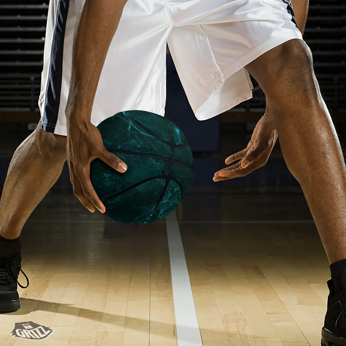 Marble Dark Green Print Basketball - Image 3