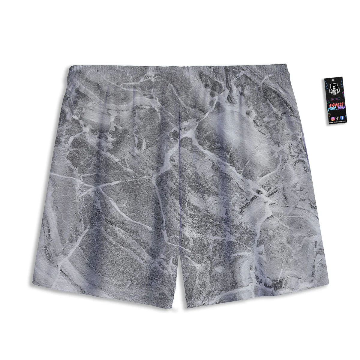 Marble Grey Print Mesh Shorts - Image 2
