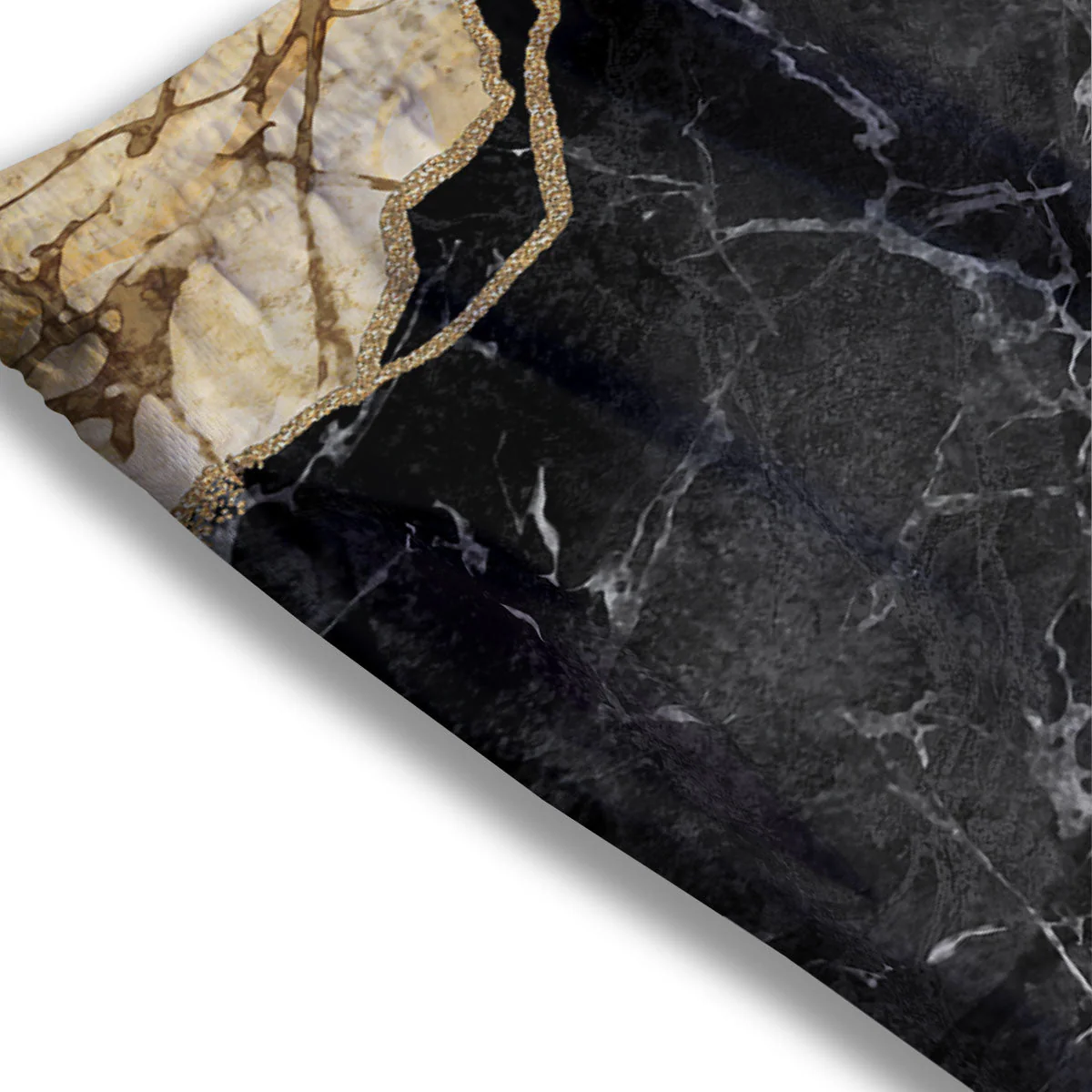 Marble Liquid Black Gold Print Mesh Shorts - Image 3