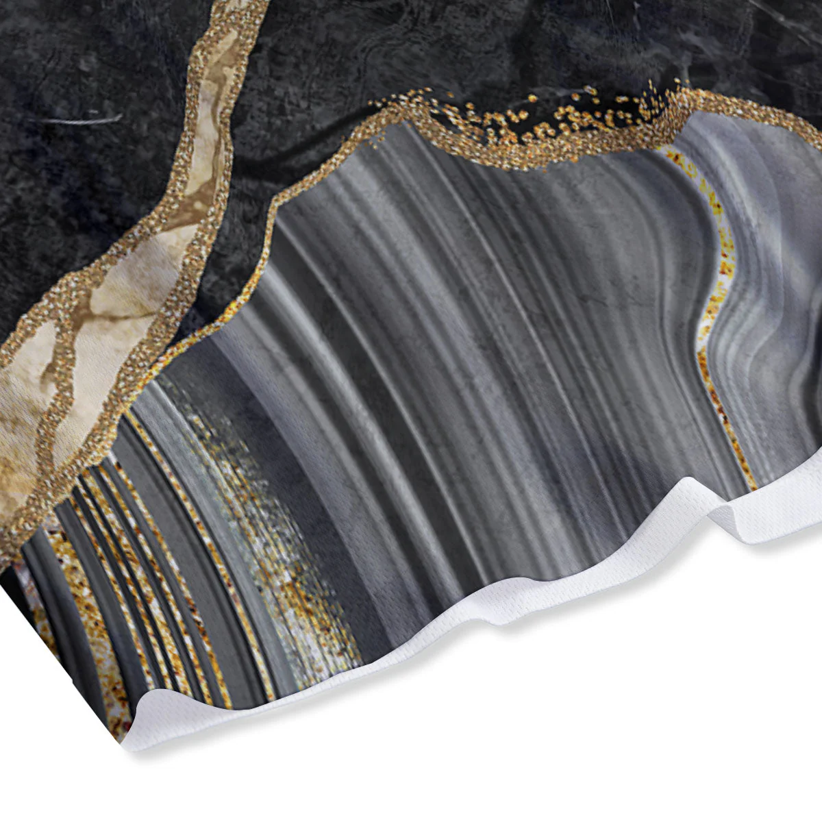 Marble Liquid Black Gold Print Mesh Shorts - Image 4