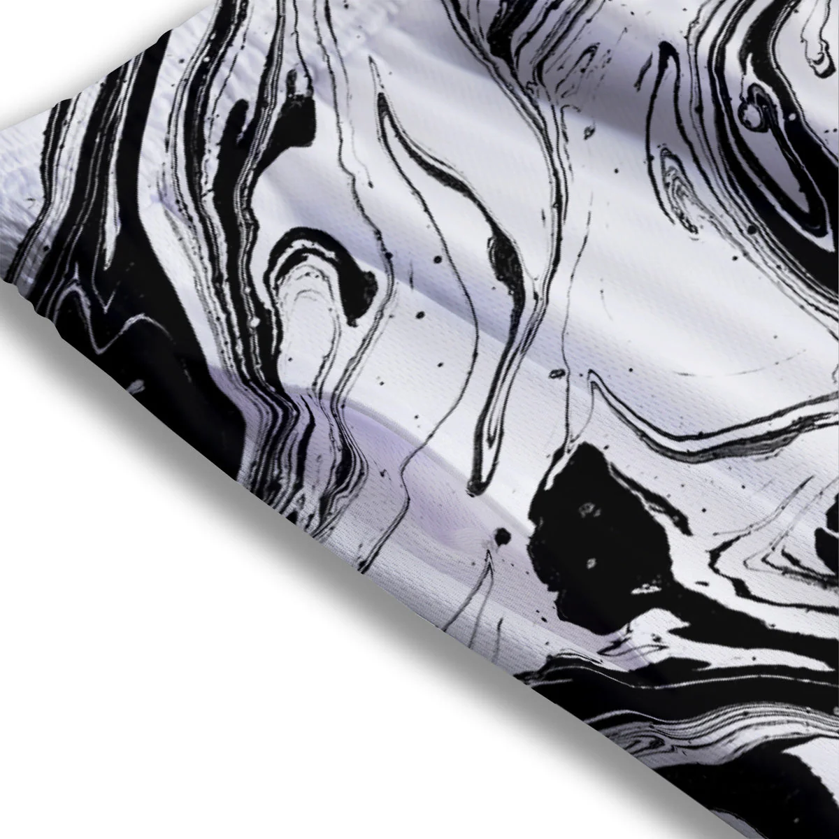 Marble Liquid Black White Print Mesh Shorts - Image 3
