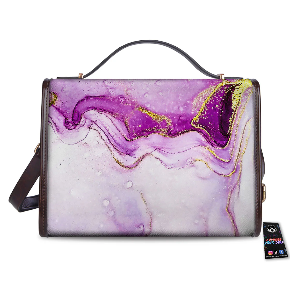 Marble Liquid Purple Print Pattern Women's Satchel Bag - Image 2