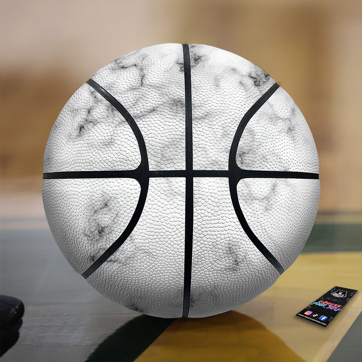 Marble Natural Black White Print Basketball