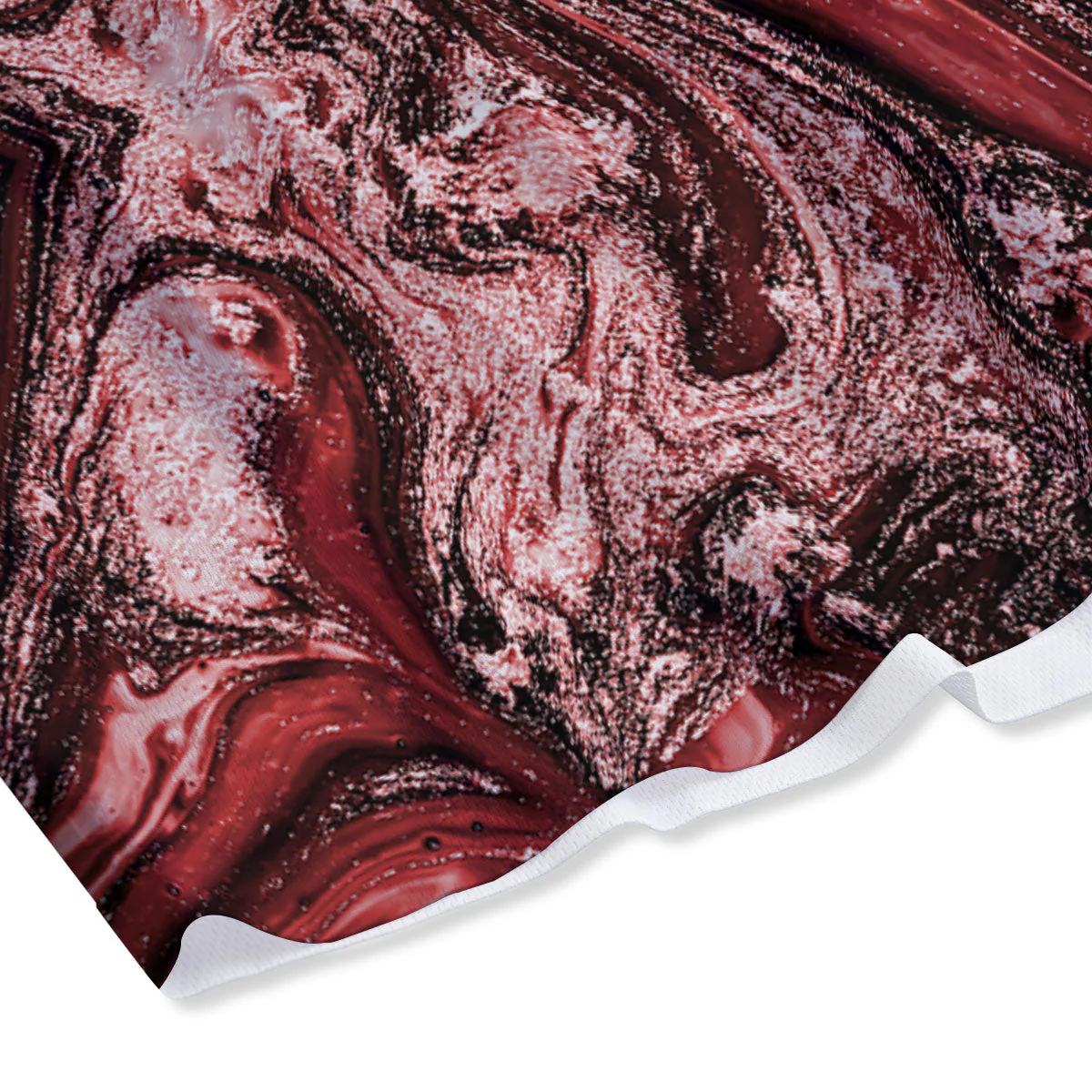 Marble Red Print Pattern Mesh Shorts - Image 4