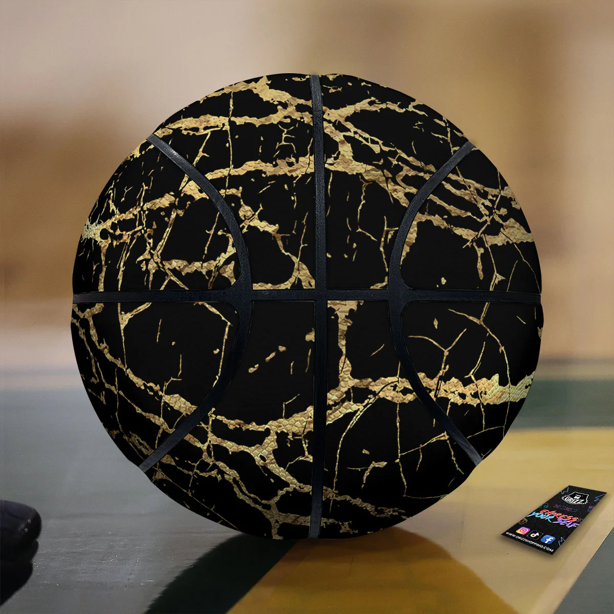 Marble Scratch Black Gold Print Marble Basketball