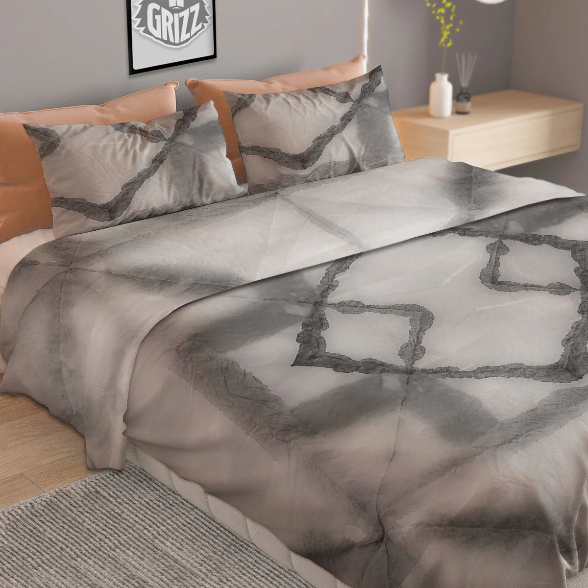 Marble Silver Grey Print Pattern Duvet Cover Bedding Set - Image 2