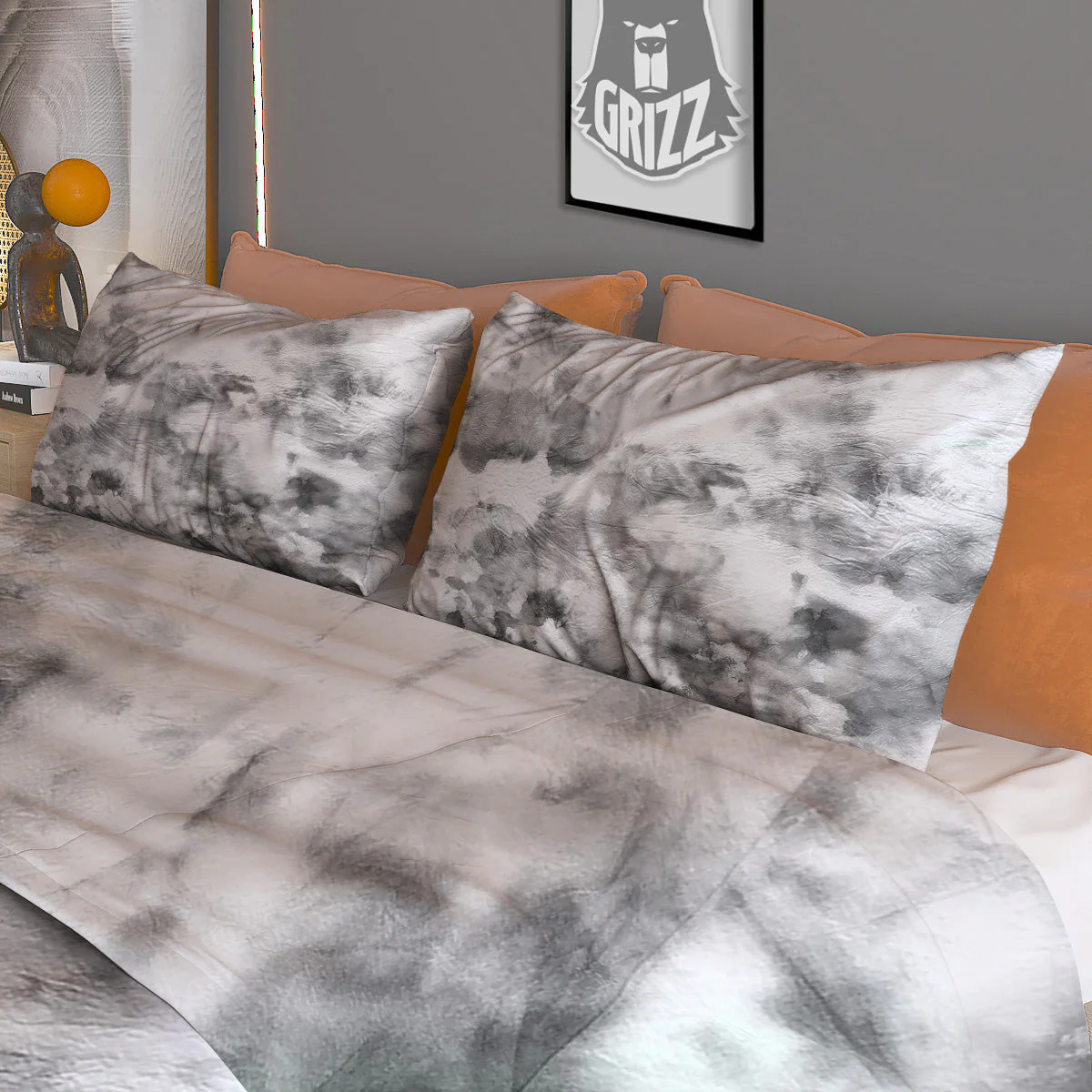 Marble Smoke Black White Print Duvet Cover Bedding Set - Image 3