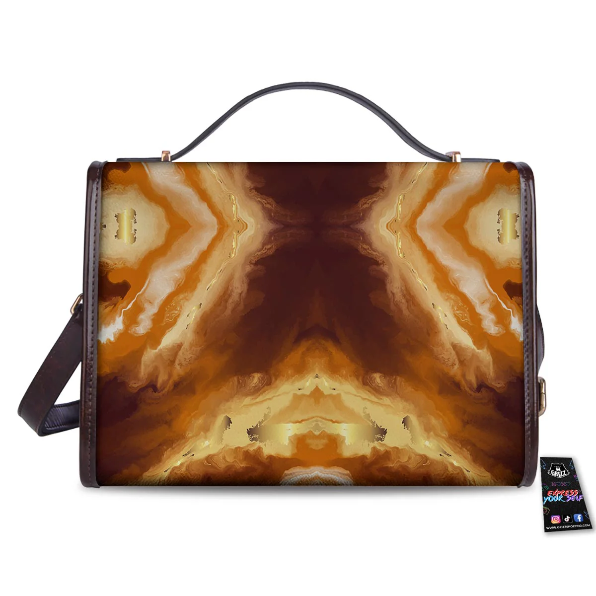 Marble Sugar Brown Print Pattern Women's Satchel Bag - Image 2