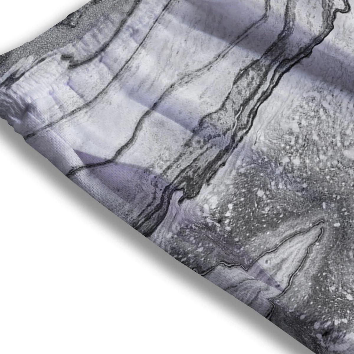 Marble White Gray Print Pattern Mesh Shorts - Image 3